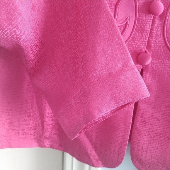 Papell Petites 100 percent Silk Pink Embroidered Blazer Jacket Formal 10P - Picture 8 of 14
